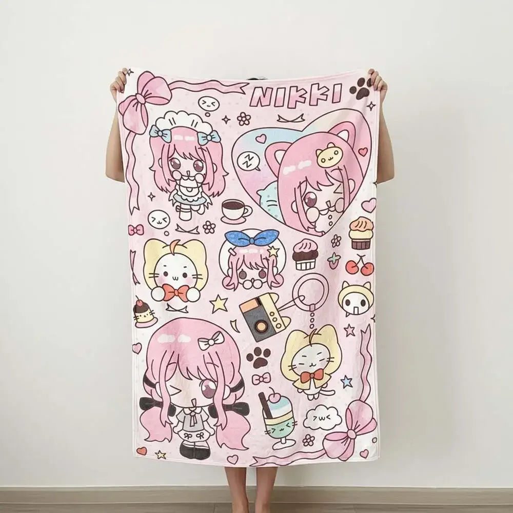 Nikki & Momo Flannel Blanket | Infinity Nikki Soft Throw | Gaming Fan Gift